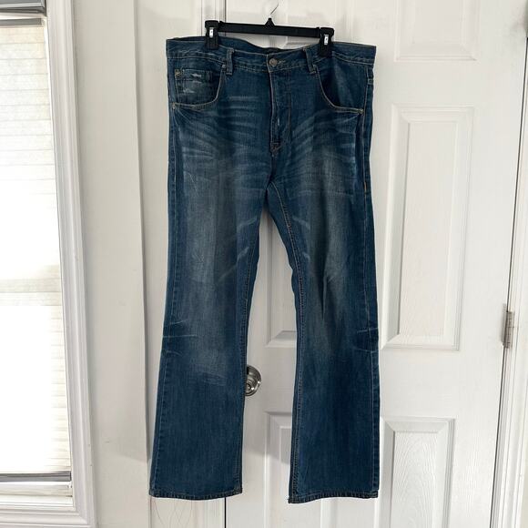 Marc Ecko Vintage Y2K Standard Embroidered Pocket Cut & Sew Skull Denim Jeans 38 - Picture 2 of 11